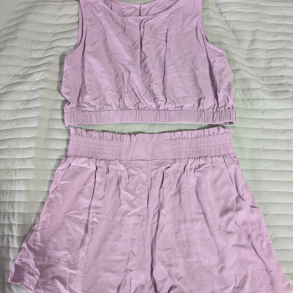 Lavender Sleeveless Top and Shorts Set